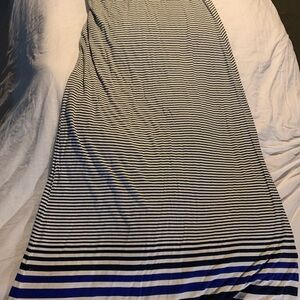 Max Studio Blue and White A-Line Maxi Skirt